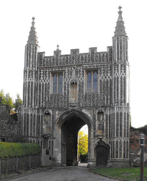 The gate of St John's Abbey (abbey demolished) Colchester - photo by Saltmarsh / Wikipedia