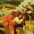 The traditional image of St Christopher, which was particularly frequent in the Middle Ages, portrays him crossing the waters of a river while he is carrying the child Jesus on his shoulder.