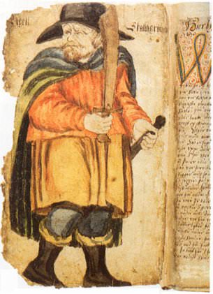 Egill Skallagrímsson in a 17th century manuscript of Egils Saga