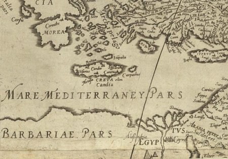 16th century map of the Eastern Mediterranean