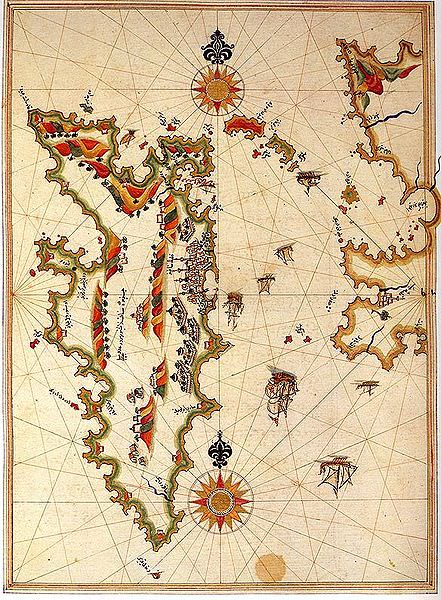 Island of Chios in Greece on the Kitab-ı Bahriye (Book of Navigation) of Piri Reis