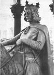 The Magdeburger Reiter: a tinted sandstone equestrian monument, c. 1240, traditionally intended as a portrait of Otto I (detail), Magdeburg. Photo by Furmeyer