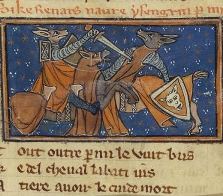 Reynard the Fox - Illumination from a manuscript of the Roman de Renart, end of the 13th century