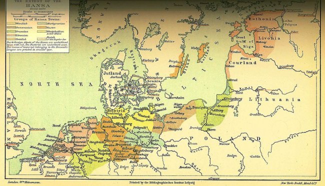 The Extent of the Hanseatic League about 1400