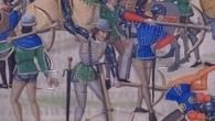 The introduction and use of the pavise in the Hundred Years War When the Genoese had all been brought together and put in order, and after they had begun to approach their enemy, they started to shout as loud as they could to frighten the English.