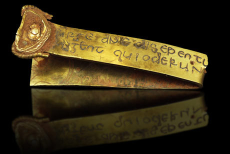 Inscription on one of the objects from the Staffordshire Hoard. © Stoke-on-Trent City Council