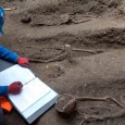 Thirteen skeletons have been uncovered lying in two carefully laid out rows on the edge of Charterhouse Square at Farringdon, and are believed to be up to 660 years old.