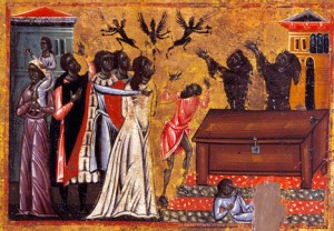 Saint Francis drives away demons