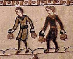 Hand bell ringers at Edward the Confessors funeral from the Bayeux Tapestry