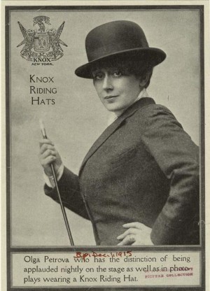 This photo dates from 1915 showing Olga Petrova in  male clothing.