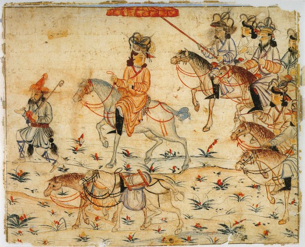 Mongols Travelling - 14th century image of Illustration of Rashid-ad-Din's Gami' at-tawarih