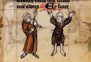 Medieval nun with skirt lifted