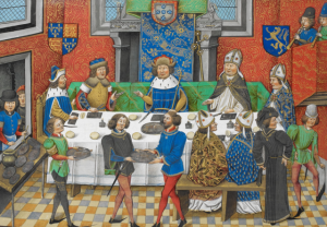 John of Gaunt, Duke of Lancaster, dining with John I, King of Portugal.