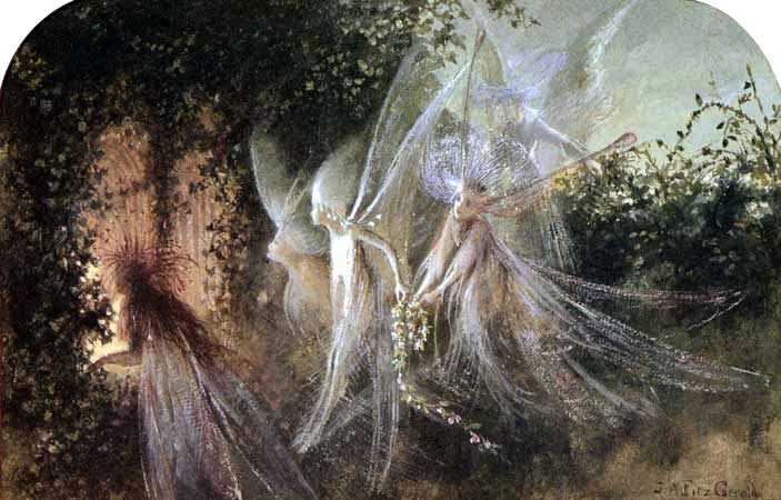 Fairies Looking Through A Gothic Arch by John Anster Fitzgerald 19th century