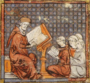Teaching at Paris, in a late 14th-century Grandes Chroniques de France