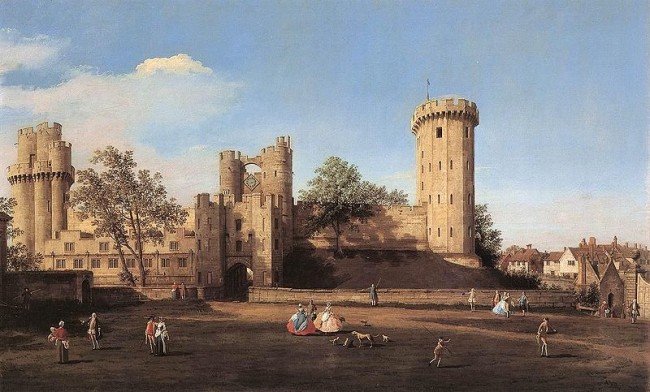 Warwick Castle from the outer court, painted by Canaletto in 1752