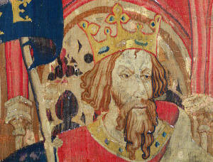 King Arthur as one of the Nine Worthies, detail from the "Christian Heroes Tapestry" dated c. 1385