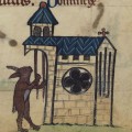 Rabbit tolling church bells from the medieval devotional Book of Hours