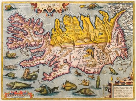 Map of Iceland by Abraham Ortelius ca. 1590