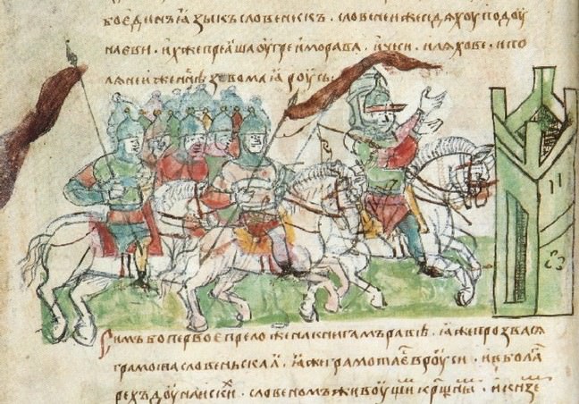 Byzantine warfare depicted in the Radzivill Chronicle