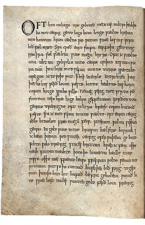 First page of The Wanderer from the Exeter Book