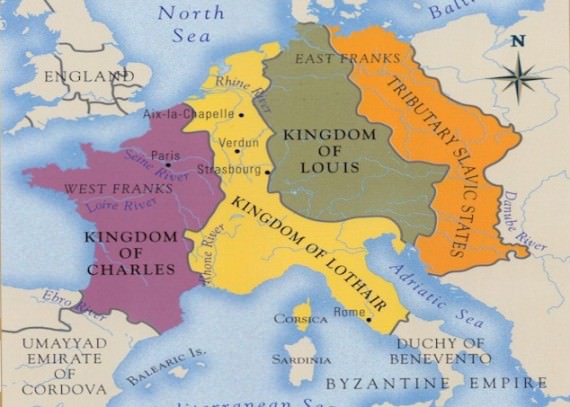 Carolingian Empire in 843 