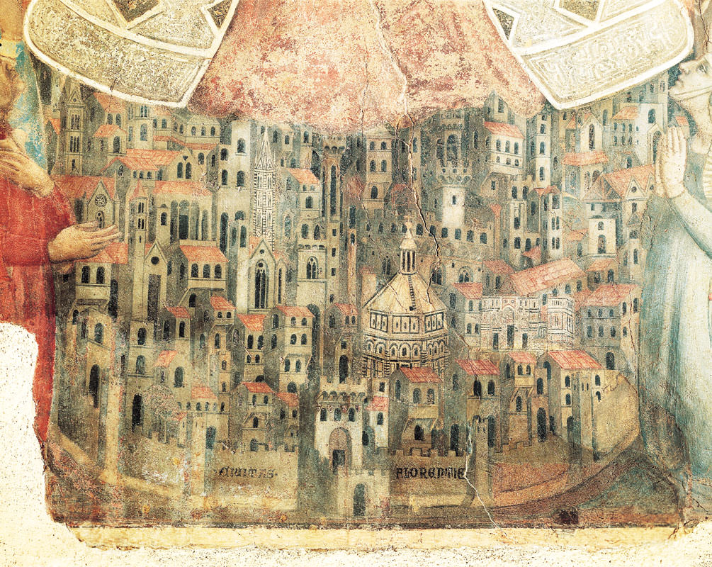 Madonna della Misericordia - depicting Florence (1342). School of Bernardo Daddi, Museo del Bigallo, Florence.