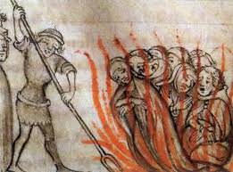Medieval Heretics being burned