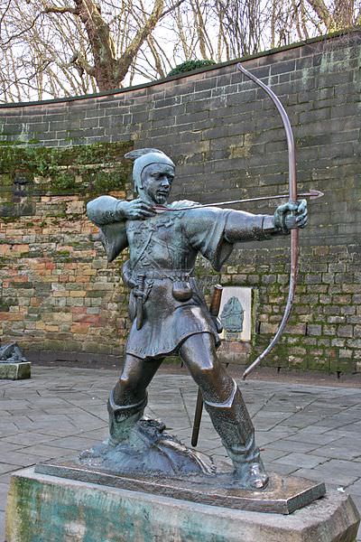 Robin Hood statue outside of Nottingham Castle - Photograph by Mike Peel