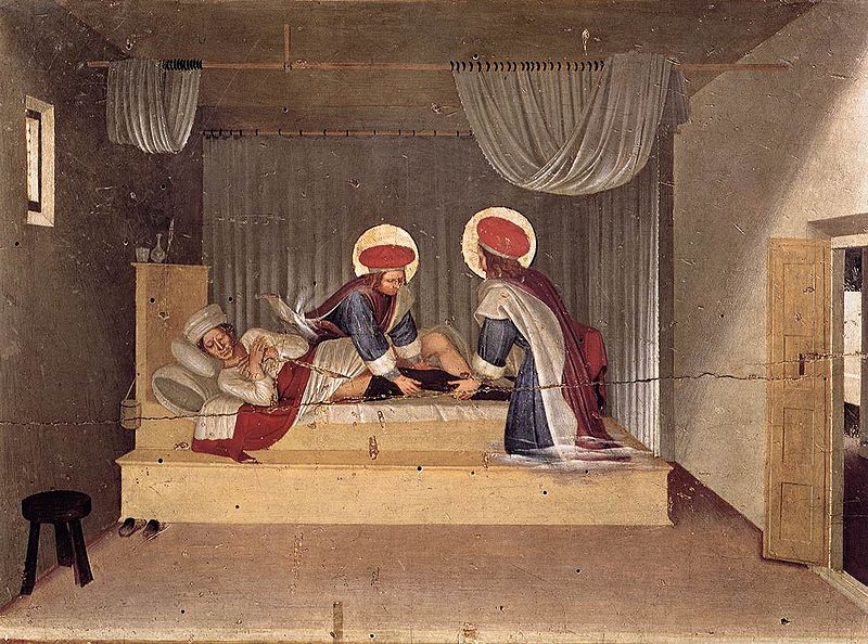 The Healing of Justinian by Saint Cosmas and Saint Damian - by Fra Angelico