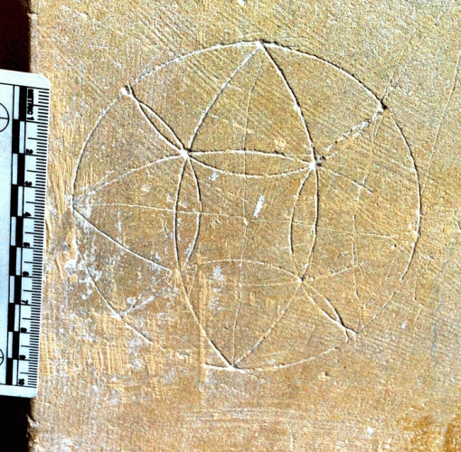 Elaborate compass drawn design from Bedingham church in South Norfolk. It is believed that these designs were created as ‘apotropaic’, or ritual protection, markings designed to ward off the ‘evil eye’.