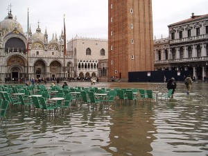 Flooded Piazza San Marco in Venice Photo by Wolfgang Moroder.