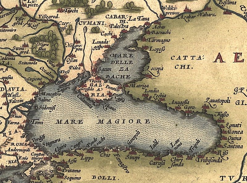Ukraine and the Black Sea in a map from 1572