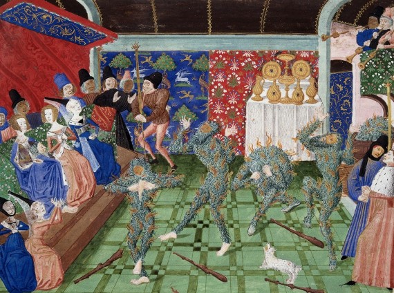 The Bal des Ardents depicted in a 15th-century miniature from Froissart's Chronicles. 