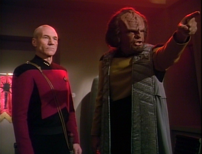 Richard III with Aliens? Perhaps...Star Trek the Next Generation, Lieutenant Worf and Captain Picard in the episode, "Sins of the Father"