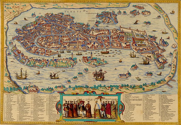 Venice in 1565 - Venice, engraving by Hogenberg and Braun from the Civitates Orbis Terrarum