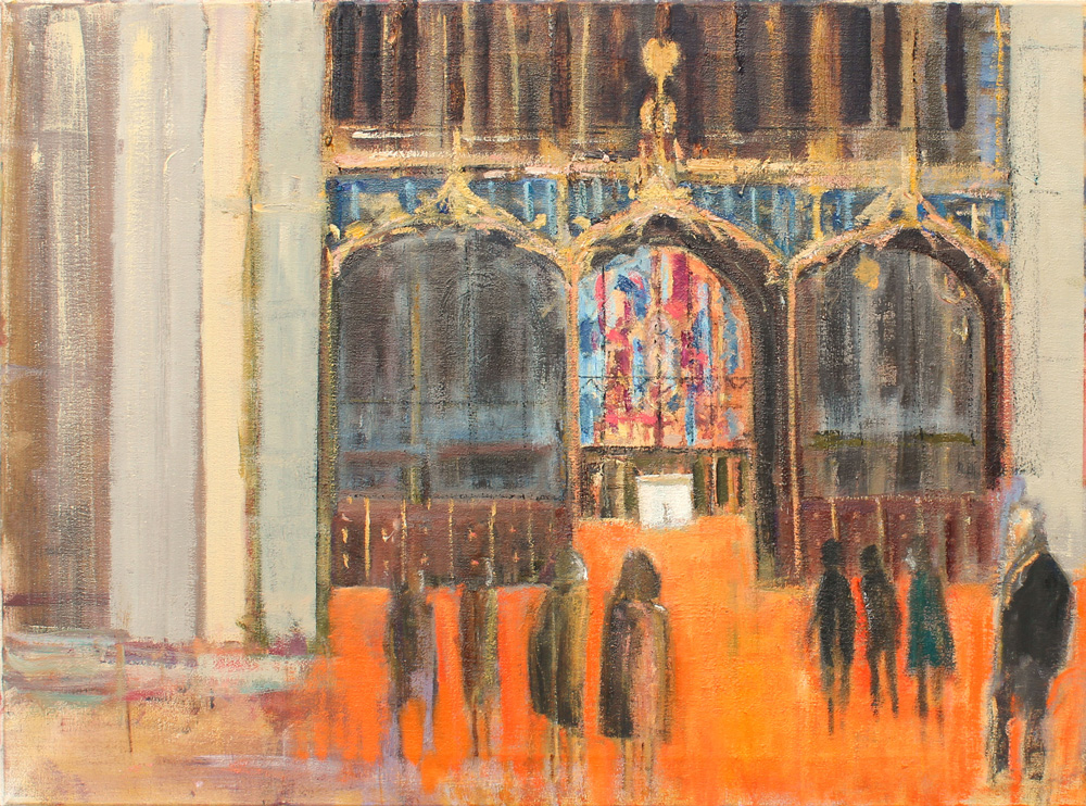 This painting entitled Sanctuary for a King, the first in the series, will be sold by silent auction with proceeds from the sale being donated to Leicester Cathedral.
