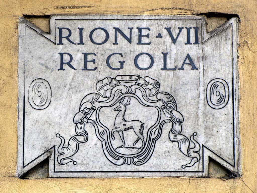 Plaque of Regola, the VII rione of Rome. (Dailyphotostream.blogspot.com)
