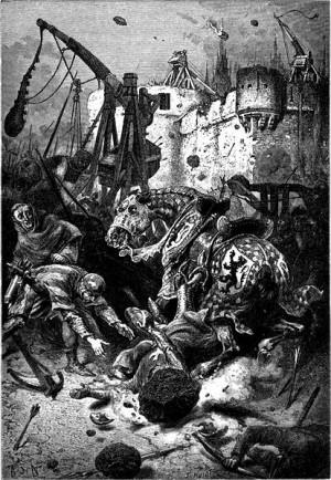 The Death of Simon de Montfort at the siege of Toulouse - drawn by Alphonse de Neuville and created in 1883