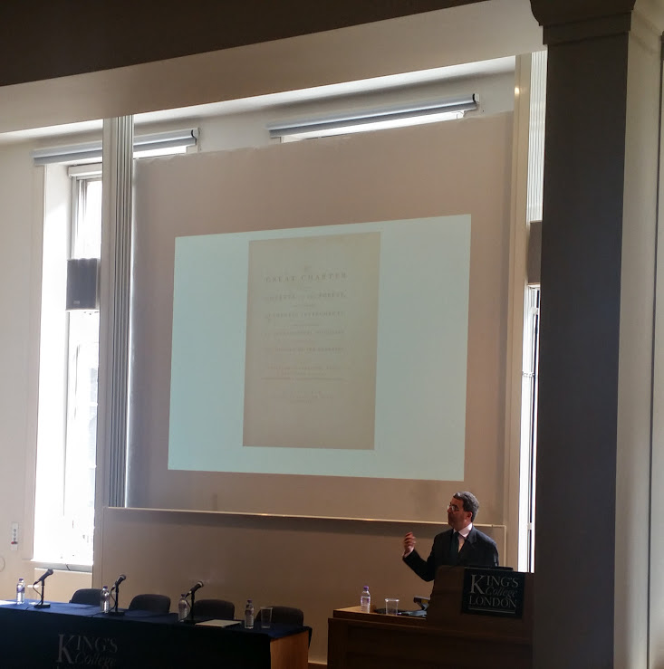 Professor Nicholas Vincent kicking off the 3 day Magna Carta Conference at King's College London.