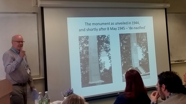 Showing the before and after of the 'de-nazified' Stiklestad monument shortly after the end of WWII. Photo by Medievalists.net