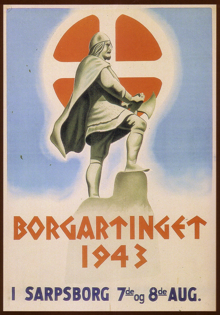 Najsonal Samling Recruitment poster showing St. Olav's shield and using Viking imagery. Photo courtesy of lordautocrat.deviantart.com