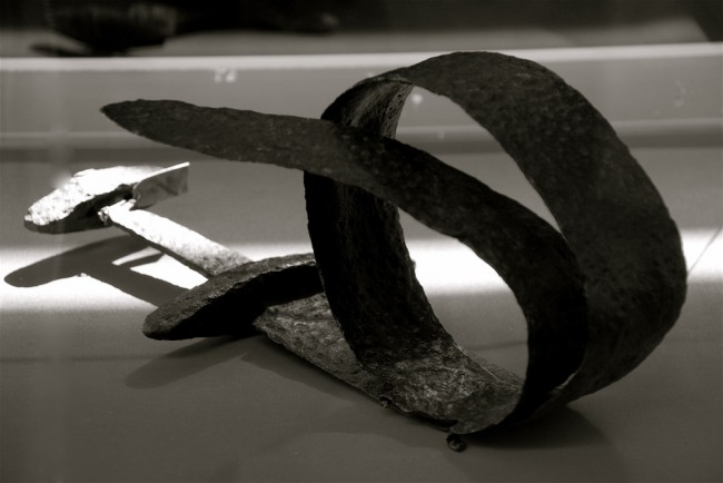 A Viking Sword that has been heated and bent before being included in a burial. It is believed that the sword may have been symbolically killed. Photo by Astrid Westvang / Flickr