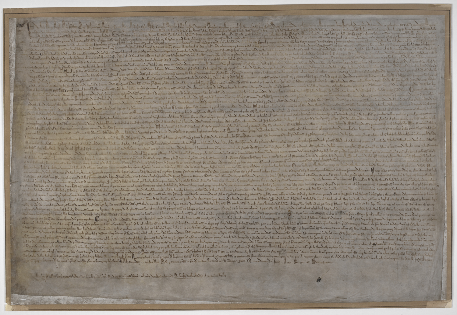 Magna Carta, London copy, 1215, on display in Magna Carta: Law, Liberty, Legacy. Photography © British Library. Cotton Augustus II. 106