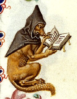Fox reading in a Book of Hours by the Master of Catherine of Cleves
