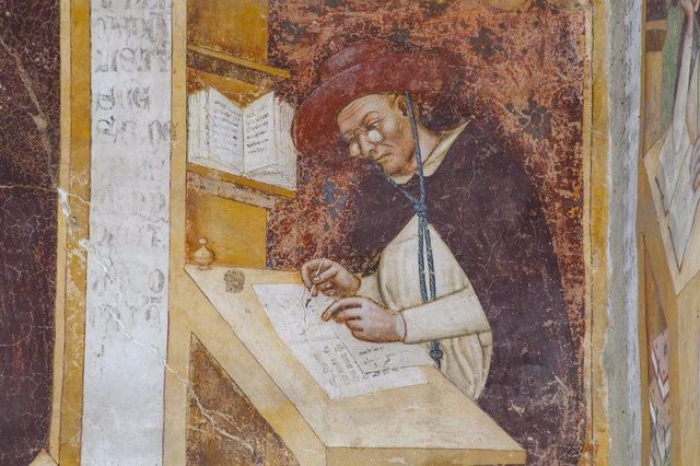 Tommaso da Modena depicting eyeglasses in 1352.