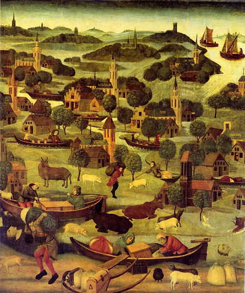 Flooding in The Netherlands depicted in the 15th century by Master of the St. Elizabeth's Panel