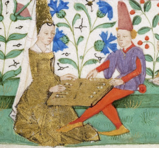 Medieval Game playing from a 15th century Book of Hours - image courtsy Walters Art Museum