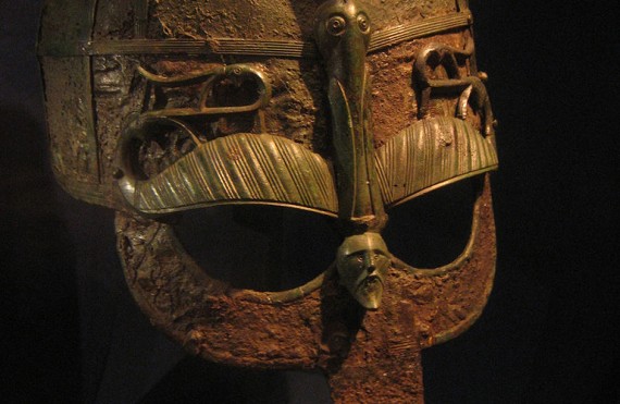 Iron helmet from a Vendel era (550-793 AD) boat grave in Vendel, Uppland, Sweden. Displayed at the Museum of History in Stockholm. Photo by Mararie  / Wikimedia Commons