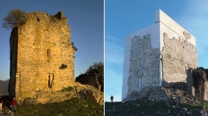 Before and after pictures of Castle Matrera. (Photo by The Guardian)